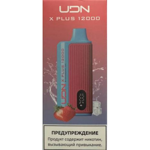 Электронная сигарета UDN X Plus 12000 Клубника Лёд